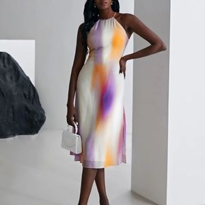 MOTF 100% SILK MIDI HALTERNECK DRESS 🆕